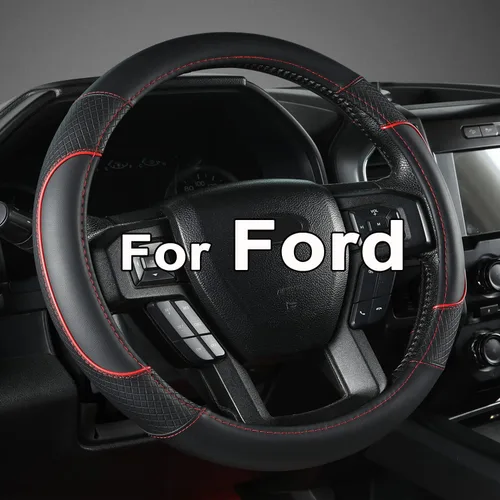 Funda para volante GIANT PANDA para Ford F150 F250 F350 Expedition - Forro negro+rojo Negro+Borde Rojo
