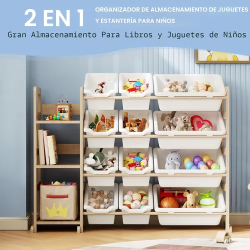 Miniatura 7 de Organizador de almacenamiento de juguetes, organizadores de juguetes y almacenamiento con estantería, estante de almacenamiento de juguetes con 3