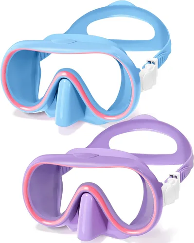 Miniatura 10 de Seago Paquete de 2 gafas de natación con cubierta nasal, gafas de natación para niños de 6 a 14 años, niñas, niños, jóvenes, gafas de natación