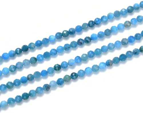Miniatura 18 de Adabele Cuentas redondas facetadas pequeñas de 0.118 in con piedras preciosas de amazonita azul natural de 15 pulgadas