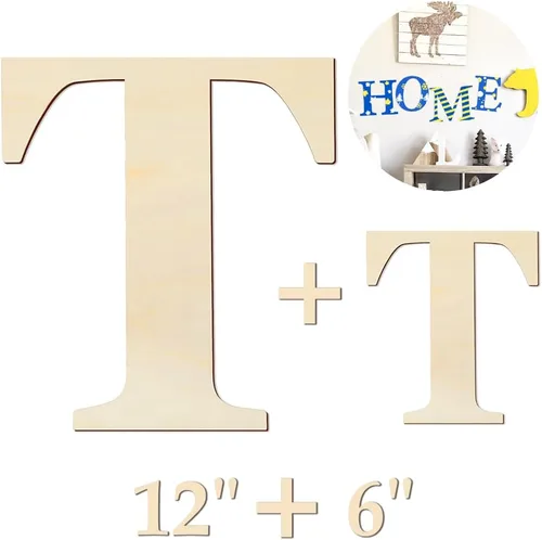 Miniatura 17 de Letras de madera de 12 y 6 pulgadas para proyectos de manualidades, decoración de pared, decoración del hogar y fiesta de cumpleaños, decoración