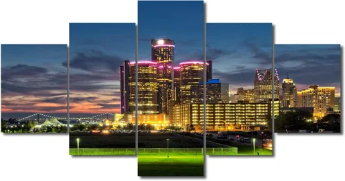 Miniatura 107 de TUMOVO Fotos en lienzo de Estados Unidos, Cincinnati, Ohio, Skyline at Dusk para tu sala de estar, impresiones de paisaje urbano de rascacielos