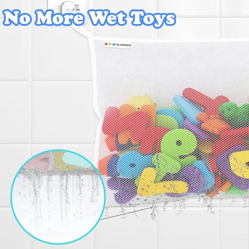 Miniatura 2 de Organizador de almacenamiento de juguetes de baño para bañera, soporte grande de malla para juguetes de baño y red de juguetes de baño, bolsa