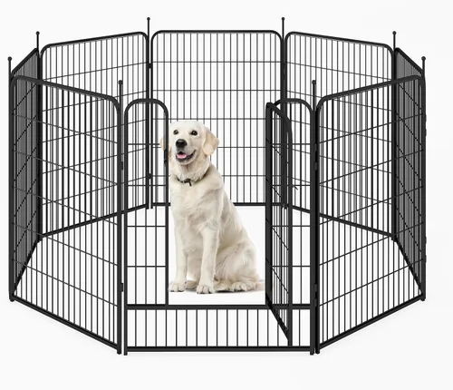 Miniatura 12 de Corralito portátil para perros, valla de ejercicio de metal resistente para mascotas, corral para interiores y exteriores, corral para mascotas