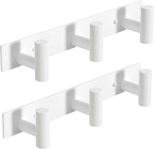 Miniatura 29 de PMMASTO Perchero montado en la pared, 3 ganchos de pared en forma de T para colgar, riel de ganchos para abrigos de acero inoxidable resistente