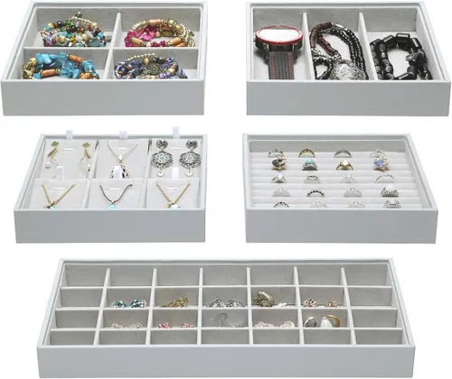 Bandejas mágicas apilables para joyas, organizador de cajones de armario para accesorios, gadgets y cosméticos, caja de almacenamiento para