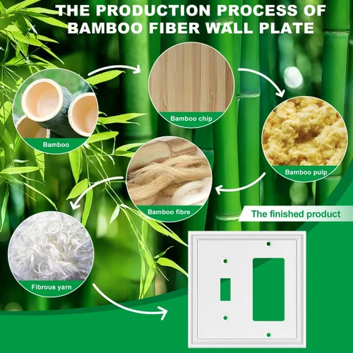 Miniatura 5 de Cubiertas Decorativas Blancas para Interruptores de Luz Combinados, Placa de Pared, Material Natural, Cubiertas de Salida de Placa de Interruptor