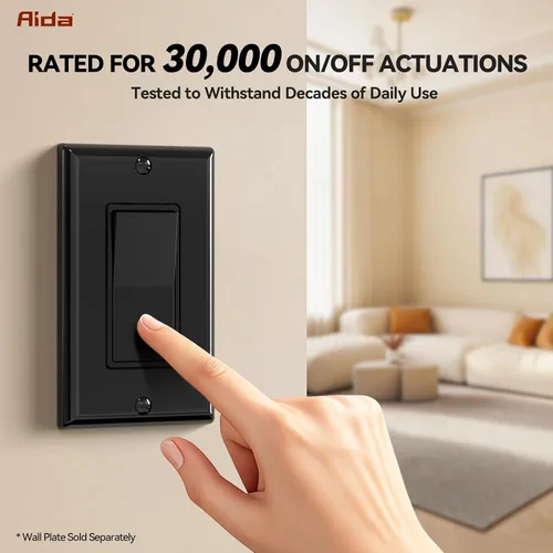Miniatura 3 de AIDA Paquete de 1 interruptor de luz basculante Decora de 3 vías, interruptores de luz eléctricos con conexión a tierra automática de 15 amperios