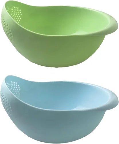 Miniatura 7 de Colador de arroz 2 en 1, cesta de filtro de limpieza de verduras y frutas, 2 piezas resistentes y fáciles de usar accesorios de herramientas de Azul