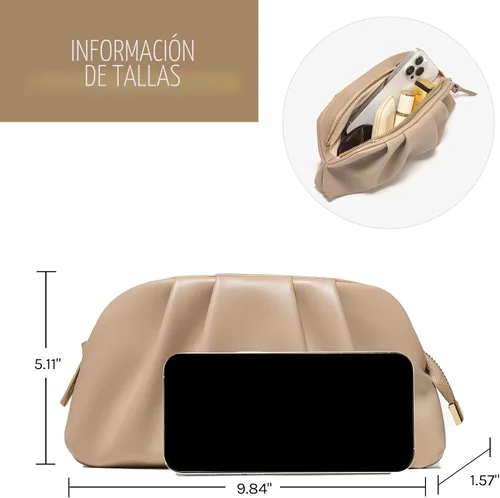 Miniatura 6 de SWEETV CHUNLI Dressy Vegan Leather Clutch Purse for Women Formal, Soft Pleated PU Evening Clutch for Weddings, Proms