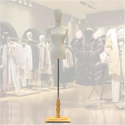 Female Mannequin Torso Body Dress Form, Clothing Display Tailors Dummy Sewing with Wood Stand for Jewelry , Adjustable 47.2-82.6 Inch Adjustable