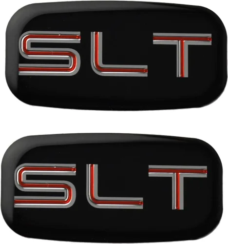 2 emblemas 3D para cabina SLT, pegatina para pilar del techo con logotipo de letras, reemplazo para 02-07 Yukon Suburban Sierra 03 06 (cromado/rojo)