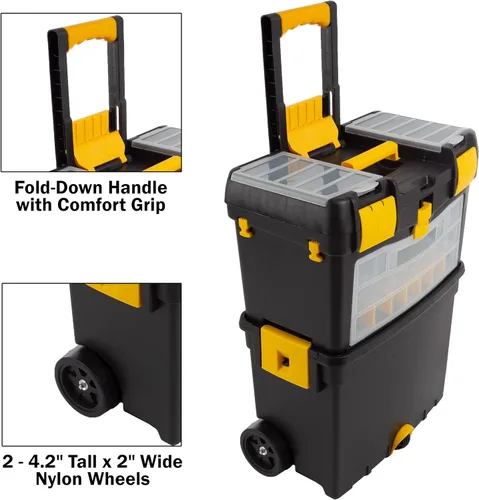 Miniatura 5 de Caja de herramientas portátil con ruedas, cómoda asa plegable y parte superior extraíble – Organizadores y almacenamiento de herramientas de Stalwart