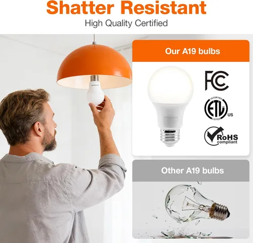 Miniatura 5 de Sylvania ECO - Bombilla LED A19, equivalente a 100 W, eficiente 14.5 W, 7 años, 1450 lúmenes, no regulable, esmerilada, 2700 K, blanco suave