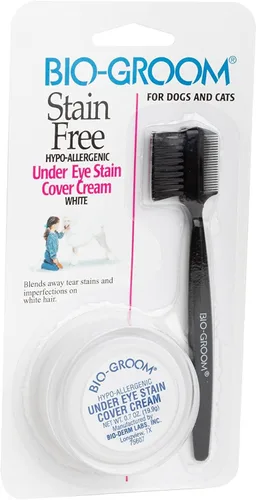 Bio-Groom Crema de ojos de perro sin manchas, removedor de manchas de lágrimas para perros blancos, lavado de ojos natural, hipoalergénico, libre de