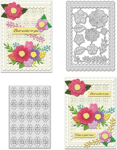Miniatura 10 de BENECREAT Jaula de pájaros con plantillas de troqueles de corte de acero al carbono con flores, plantillas de troqueles de corte de metal