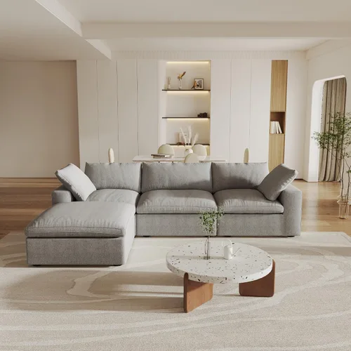 Miniatura 54 de Cloud - Sofá modular convertible de 80.3 pulgadas en forma de L para sala de estar con otomana de almacenamiento, sofás profundos minimalistas