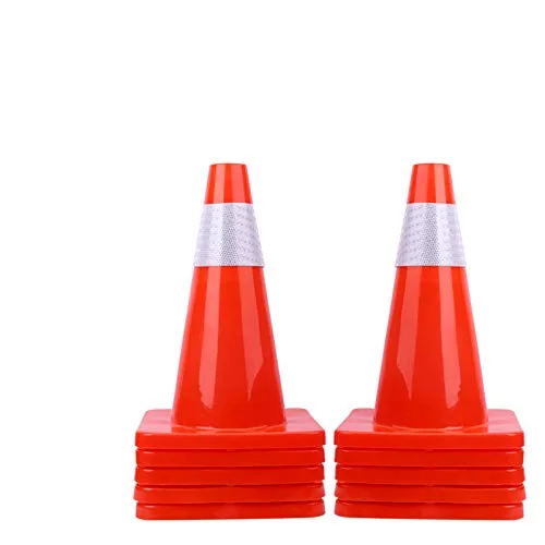 Paquete de 10 conos de tráfico de 18 pulgadas, conos de seguridad de PVC para estacionamiento en carretera, conos de peligro pesados, conos de
