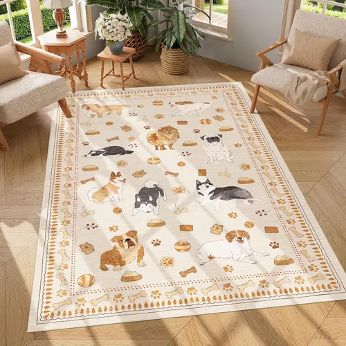 Miniatura 93 de DUKINO Alfombra de área de 6 x 9 pies, alfombra floral para sala de estar, ligera, antideslizante, lavable, alfombra de interior de pelo bajo