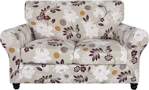 Miniatura 56 de SearchI Funda elástica para sofá con estampado, Fundas para sofá con diseño floral, 2 piezas de funda elástica para sillón con funda de cojín
