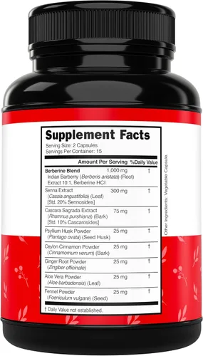 Miniatura 2 de Suplemento GLP-1 para mujeres y hombres (30 unidades) GLP1 Berberina 15 días limpieza intestinal desintoxicación y limpieza apoyo del metabolismo