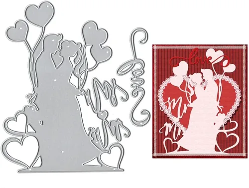 Estivaux Troqueles troquelados para amantes de San Valentín para hacer tarjetas, juegos de troqueles de corte de boda para novios, plantillas de