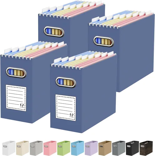 Miniatura 30 de Oterri Caja organizadora de archivos de cartón para colgar carpetas de archivos, tamaño carta, caja de archivos para escritorio de computadora