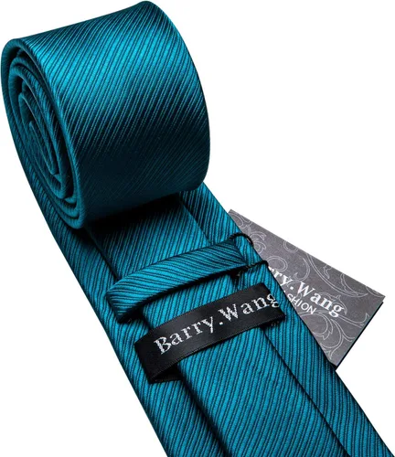 Miniatura 81 de Barry.Wang Juego de corbatas para hombre, corbata de seda a rayas, tejido a cuadros, gemelos formales, negocios, boda