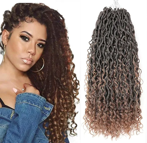 Miniatura 39 de Aipin Goddess Cabello de Ganchillo de 18 Pulgadas Boho River Locs Hippie Locs Ondulado de Ganchillo Con Cabello Rizado en el Medio y Extremos 613