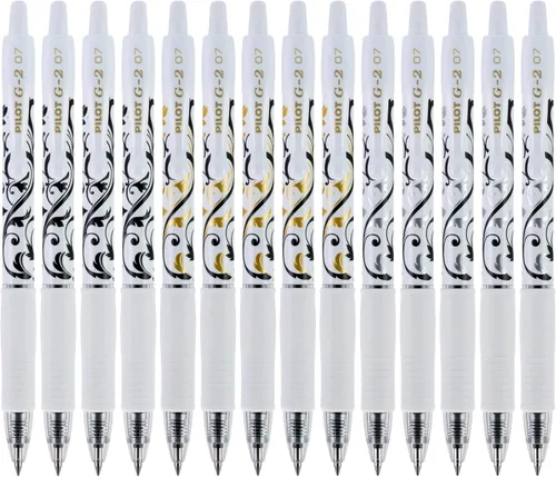 Miniatura 5 de Pilot, bolígrafos de gel G2 Premium, punta fina de 0.7 mm, colección Fashion, negro, paquete de 5