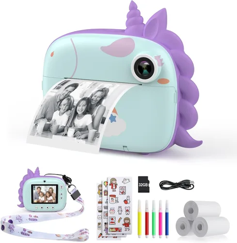 Miniatura 9 de HiMont Cámara para Niños con Impresión Instantánea, Cámara Digital Selfie para Niños con Papel de Impresión y Tarjeta de 32G, Video de 2.5K y Cámara
