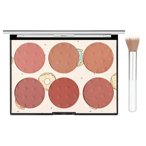 Paleta de rubor facial Ownest de 6 colores, paleta de rubor de lujo ligero, en polvo mate, rubor en polvo con brillo, rubor facial, paleta de rubor