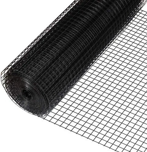 Fencer Wire Paño de hardware con rejilla de 1 pulgada, rollo de malla soldada con revestimiento de vinilo negro calibre 16 para valla del hogar y