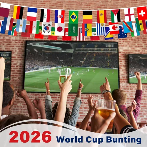 Miniatura 6 de Bandera de la Copa del Mundo 2026, banderín internacional de 48 países, torneo de fútbol nacional para bar deportivo, club, jardín en casa
