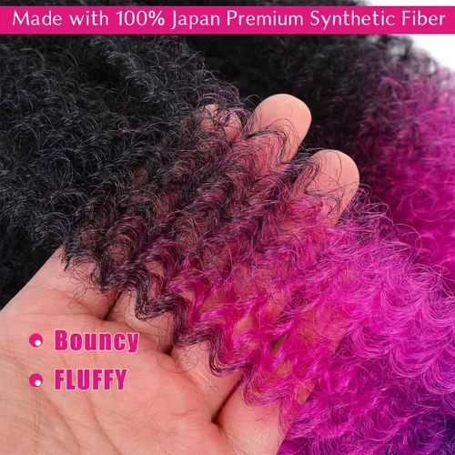 Miniatura 4 de Cabello Afro Twist de 24 Pulgadas 3 Paquetes, Cabello Afro Twist Elástico Pre-Esponjado Cabello Spring Twist Pre-Estirado Cabello para Envolver