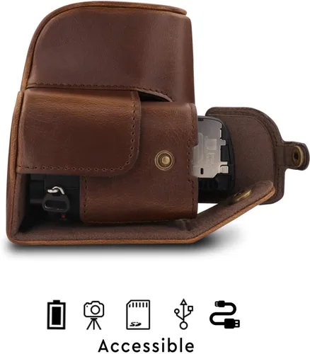Miniatura 6 de MegaGear MG1652 Ever Ready Funda de cuero para cámara Compatible con Sony Alpha A6100, A6400 (16-50mm) - Marrón