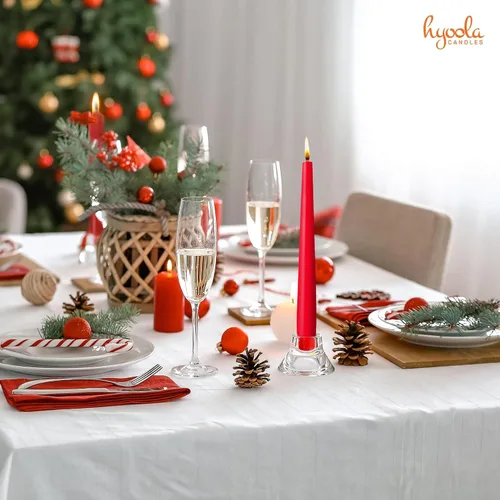 Miniatura 4 de Hyoola Velas de Navidad, velas cónicas verdes y rojas de 10 pulgadas, sin goteo, paquete de 12 velas navideñas sin perfume, hechas en Europa