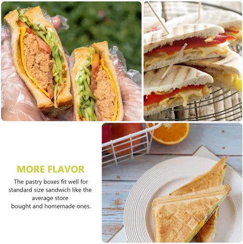 Miniatura 8 de DOITOOL 100pcs Sandwich Contenedores Plástico Sandwich Box Plástico Sandwich Triángulo Bolsa