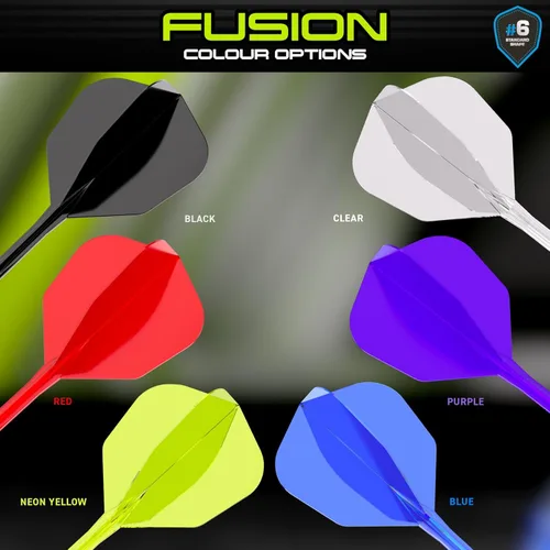 Miniatura 4 de Winmau Darts Fusion Sistema Integrado de Vuelo y Eje - Forma y Diseño No.6 - Disponible en Corto, Intermedio y Mediano - Negro, Amarillo y Rojo