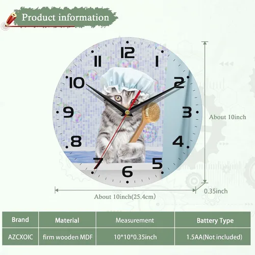 Miniatura 2 de Reloj de pared con diseño de gato, bonito reloj de pared para sala de estar, funciona con pilas, silencioso y sin tictac, decorativo para el hogar