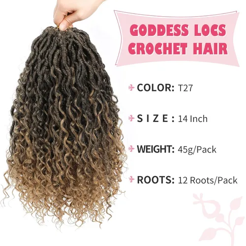Miniatura 68 de Alicoco Goddess Locs Cabello de Ganchillo 12 Pulgadas 8 Paquetes Rastas Sintéticas de Ganchillo Para Mujeres Rastas Suaves Boho Pre-enrolladas River