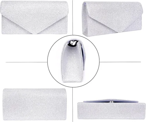 Miniatura 4 de Larcenciel Bolsos de mano para mujer, con lentejuelas brillantes, bolsa de noche con cadena, elegante vestido de fiesta de graduación, bolso de novia