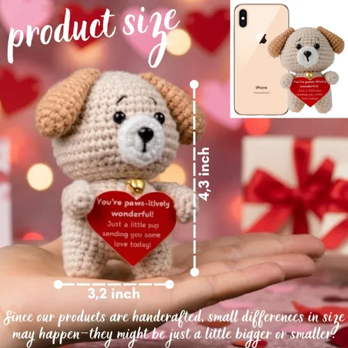 Miniatura 2 de POIVOCF Cachorro de Crochet con Corazón de Peluche, Lindo Regalo de Amor y Amistad para Novia, Esposa, Mejor Amiga o Hermana, Pequeño Regalo
