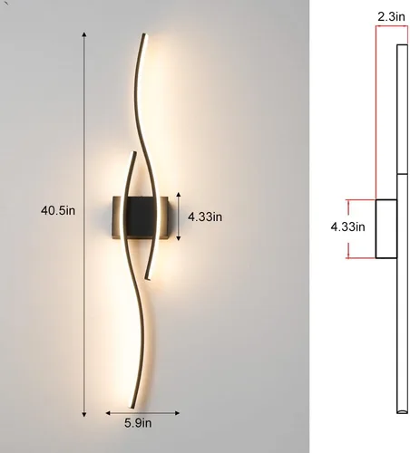 Miniatura 4 de Juego de 2 lámparas de pared enchufables modernas Daunton, luz de pared LED regulable dorada con control remoto, 3CCT ajustable y función