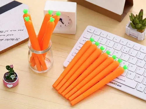 Miniatura 7 de ALIMITOPIA 12pcs Gel Pen Black Ink Zanahoria Roller Marker Pen (Carrot Styling)