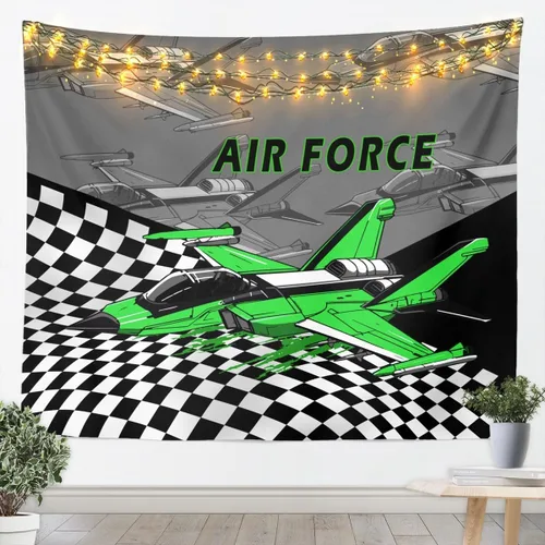 Miniatura 22 de Manfei Tapiz de pared de aviones para niños, diseño de bandera estadounidense, decoración de habitación de niños, niñas y adultos, decoración