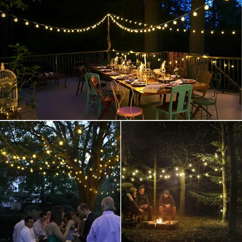 Miniatura 6 de Guirnalda de luces LED para exteriores de 40 pies, impermeable, globo LED G40, iluminación al aire libre para patio con 27 bombillas Edison vintage