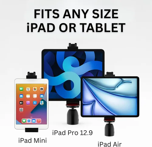 Miniatura 2 de KobraTech TabMount 360 - Soporte para trípode para iPad Incluye cabeza de bola giratoria y soporte Bluetooth remoto para iPad para trípode