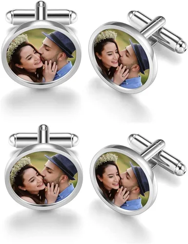 Personalized Master 2-3 pares de gemelos de boda para hombres, esposo, con foto personalizada, conjunto de gemelos para boda, novio