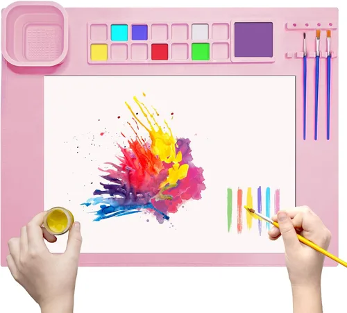 Tapete de Silicona para Manualidades, 20"×16" Tapete de Silicona para Manualidades y Pintura Plegable Hoja Antiadherente para Manualidades Pintura